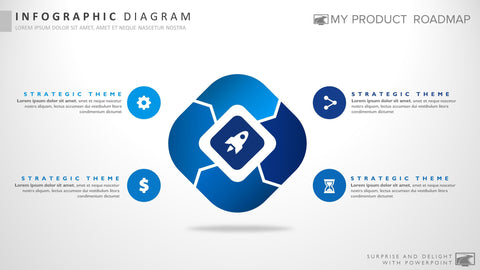 Four Stage Unique Powerpoint Strategy Infographic Presentation Diagram
