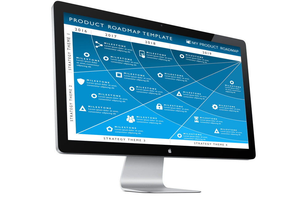 FOUR PHASE PRODUCT STRATEGY TIMELINE ROADMAP POWERPOINT TEMPLATE