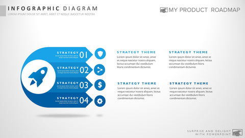 Four Stage Awesome Powerpoint Strategy Infographic Theme Diagram